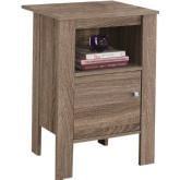 Accent Table or Nightstand with Storage in Dark Taupe